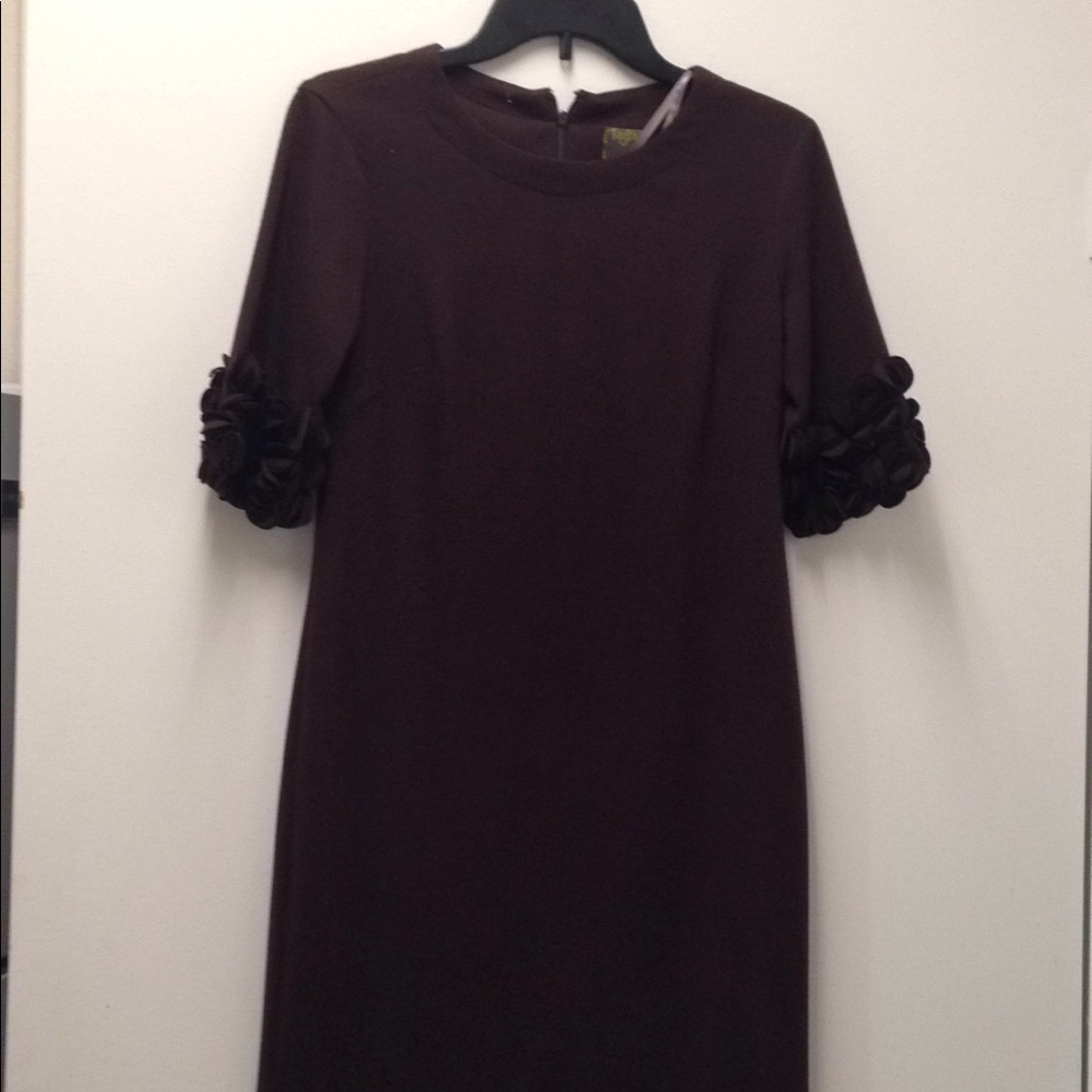 Brown dress with 3/4 ruffle detail sleeve size 4